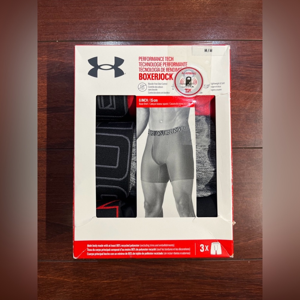 SEALED 3-Pack Under Armour Tech Boxer Brief Mens Medium 6 Inch New UUSHJ823 621